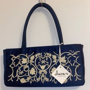 💫 Claire V Silk Brocade Embroidered Handbag NWT
